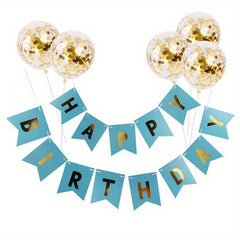 Happy Birthday Bronzing Pull Flag Sequin Balloon Set