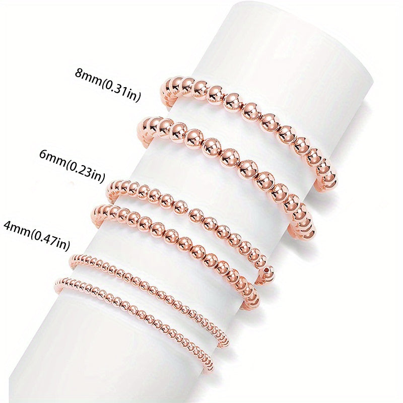 100pcs Rose Golden Round Beads Spacer Beads for DIY Bracelet Jewelry Making