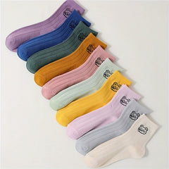 10 Pairs Cute Bear Print Socks for Women