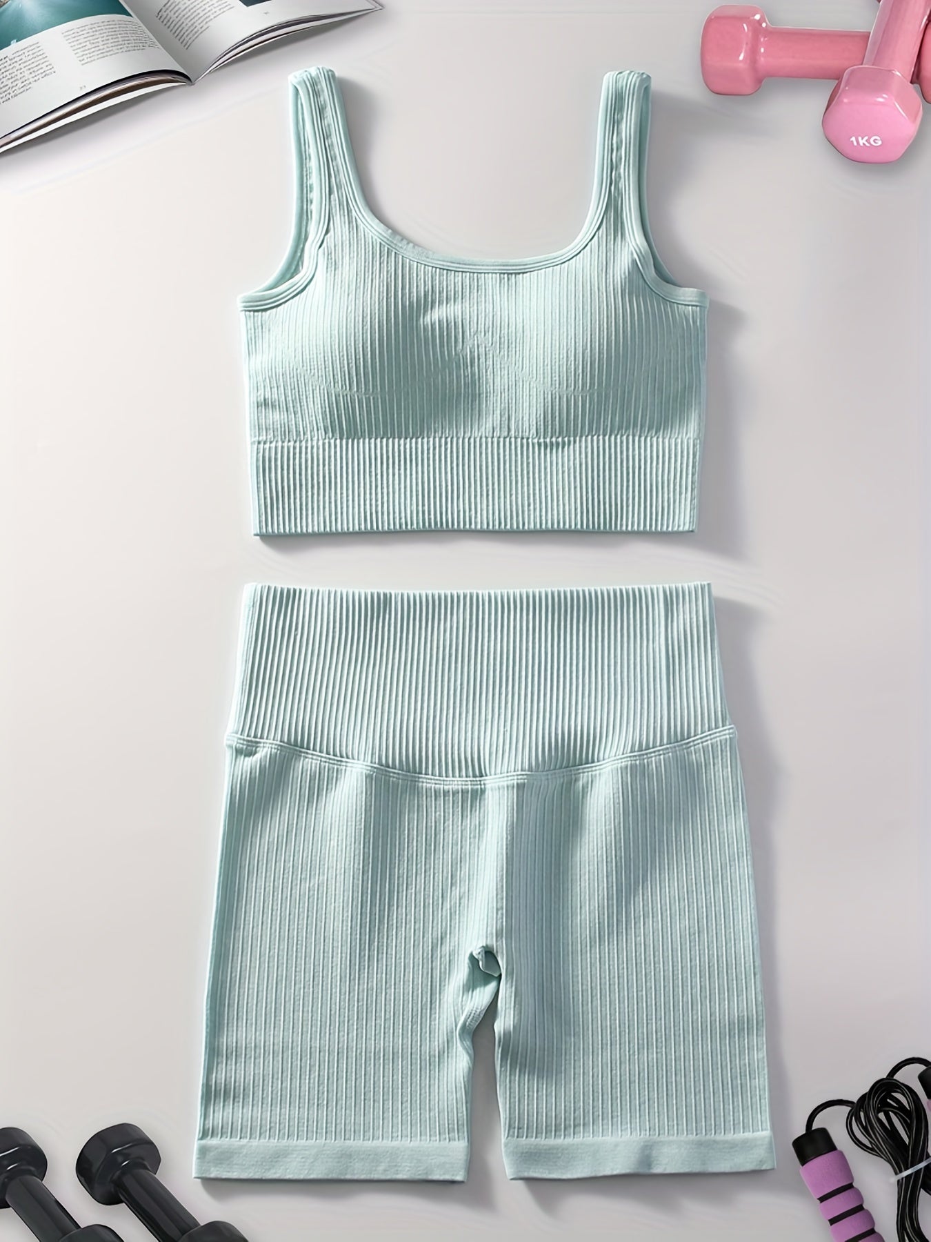 Women's Yoga Set U Neck Sports Bra & High Waisted Shorts