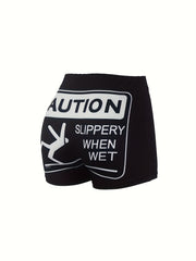 Funny Print High Rise Plus Size Sexy Shorts