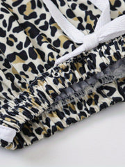 Leopard Print Drawstring Pants for Girls