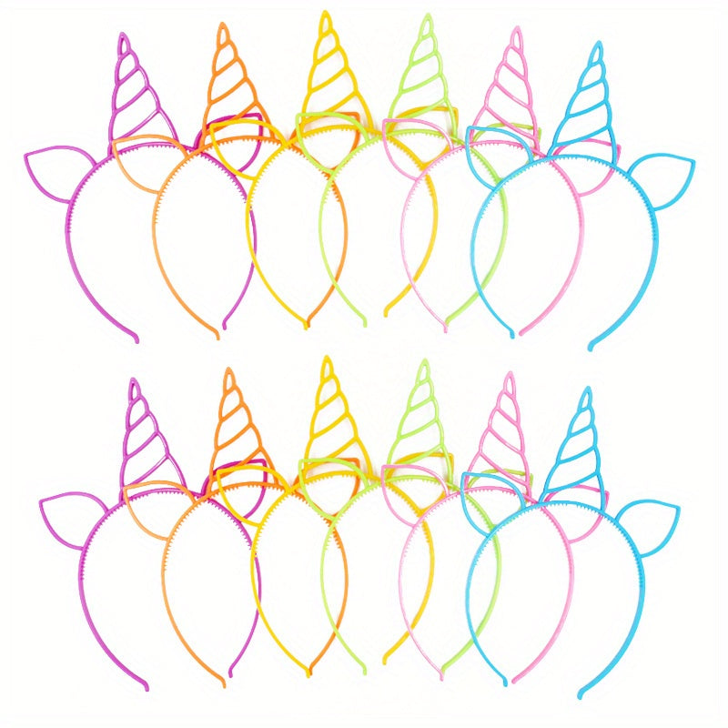 12pcs Unicorn Headbands for Birthday Party, Fluorescent Candy Magic Design