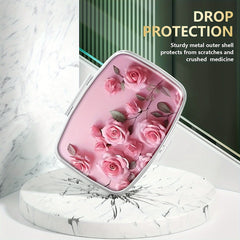 Rose Petal Pink Dual Compartment Pill Case - Travel Friendly Compact Design