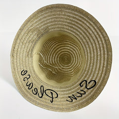 Sun Embroidery Straw Hat Ribbon Bowknot Drawstring Adjustable
