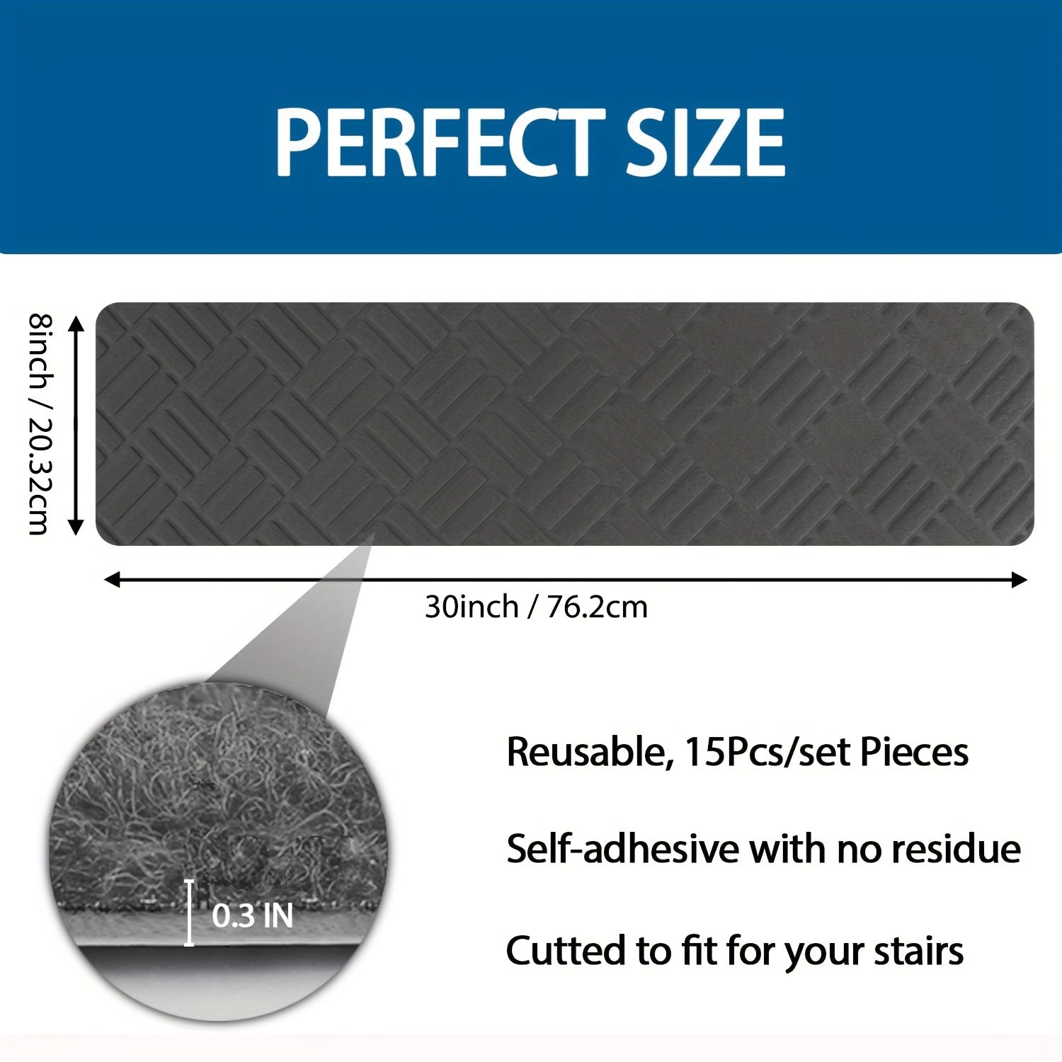 15pcs Self Adhesive Carpet Stair Treads for Wooden Steps - Felt Stair Carpet Tre