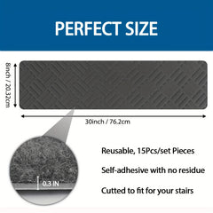 15pcs Self Adhesive Carpet Stair Treads for Wooden Steps - Felt Stair Carpet Tre