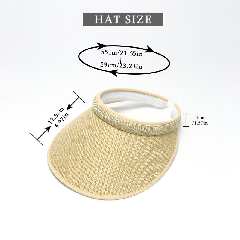 Straw Visor Hat Outdoor Sun Protection Hat for Women