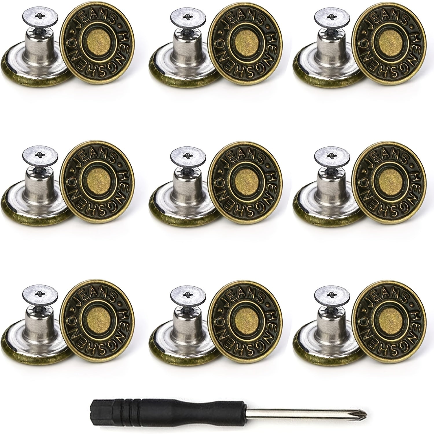 Replacement Jeans Copper Buttons With Tool