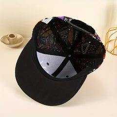 Hip Hop Print Embroidered Snapback Hat Baseball Cap