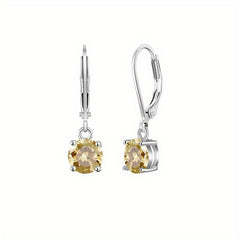 Zircon Drop Earrings - Bright & Vibrant Dangle Aretes, Leverback Hoop for Girls