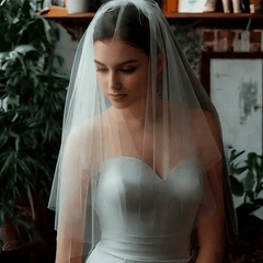 Double Layer Bridal Veil Sheer Polyester Yarn with Metal Comb