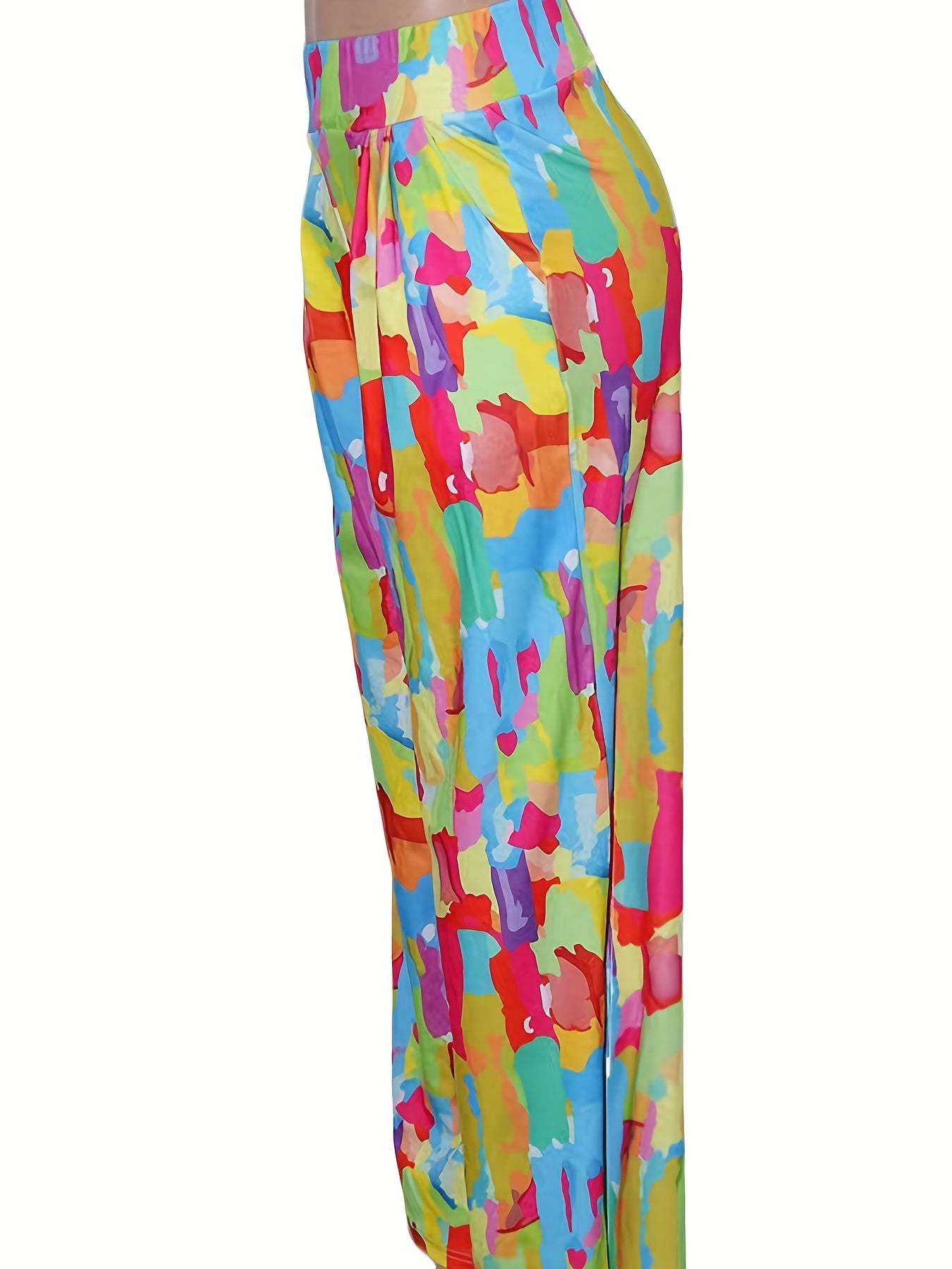 Women's Plus High Rise Wide Leg Pants With Pockets