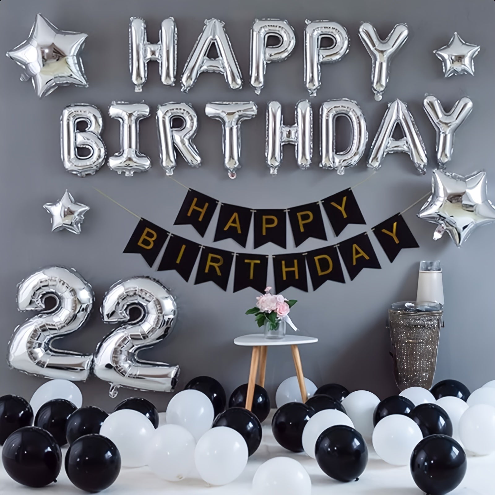 Happy Birthday Banner Balloons Set Kids Party Supplies