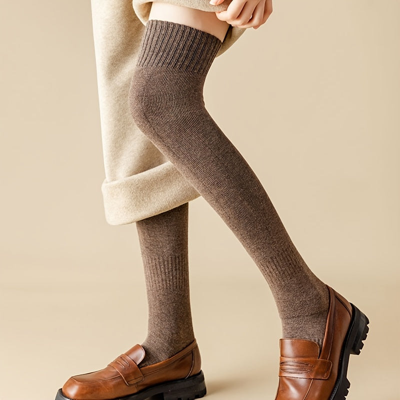 Warm Knit Thigh High Socks for Women