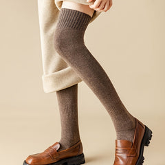 Warm Knit Thigh High Socks for Women