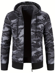 Camouflage Hooded Jacket Men's Zipper Pockets Sweatshirt