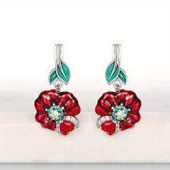 Red Zircon Dangle Earrings Romantic Wedding Jewelry