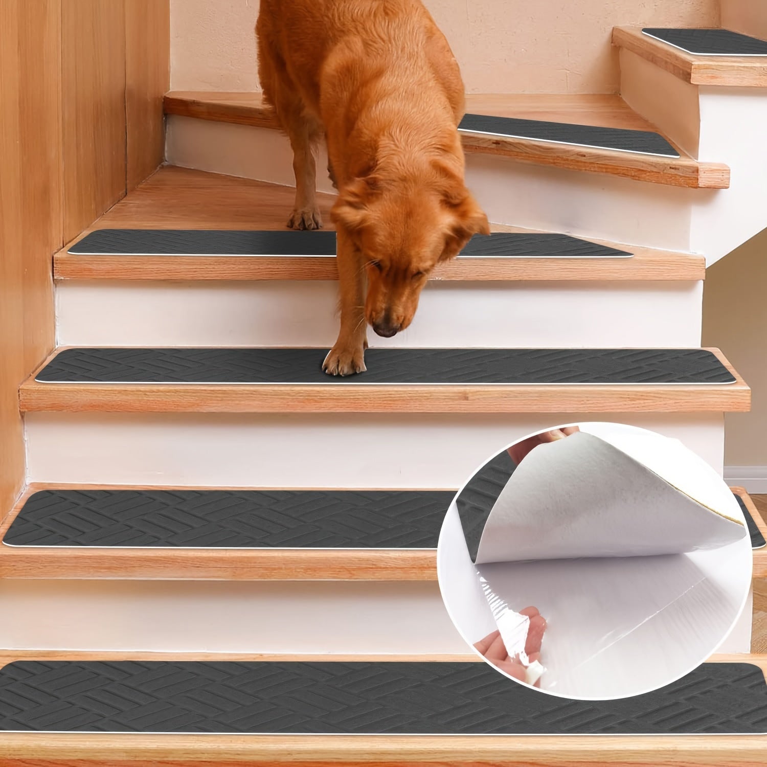 15pcs Self Adhesive Carpet Stair Treads for Wooden Steps - Felt Stair Carpet Tre