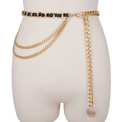 Vintage Leather Chain Belt Women Layered Waist Chain