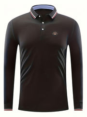 Men's Vintage Polo Shirt Casual Button Up Polo Shirt