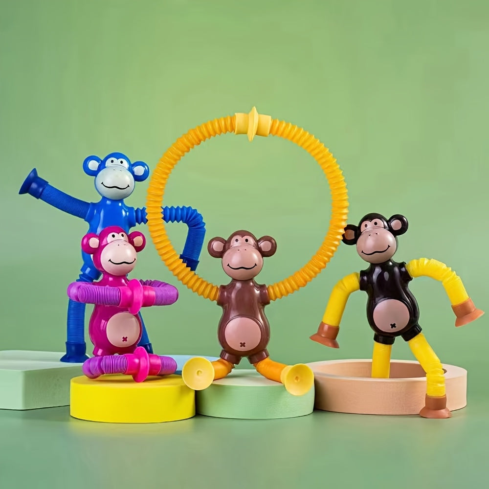 4pcs Stretchy Monkey Suction Cup Toys Colorful Goodie Bag Ideal