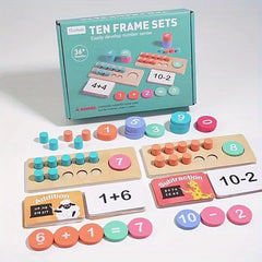 Interactive Ten Frame Counting Boards with Wooden Number Tiles