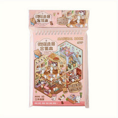 49 pcs Scrapbook Sticker Collection: PET Stickers & Background Cards Set