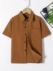 Boys Short Sleeves Shirt Preppy Style For Summer Kids Clothes