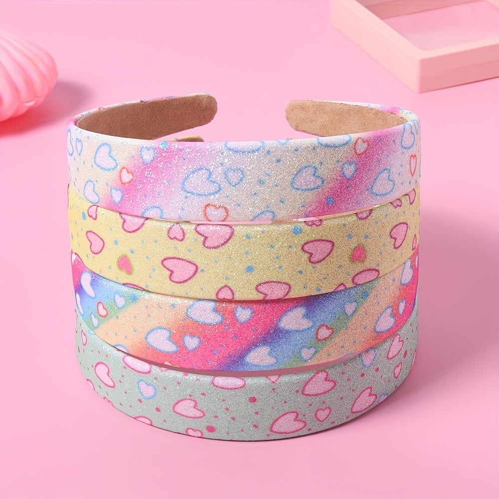 Gradient Sequin Heart Wide Brim Headband for Women