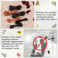 1 Yard Cowhide Round Leather Cords Rope String DIY Jewelry Making Khaki