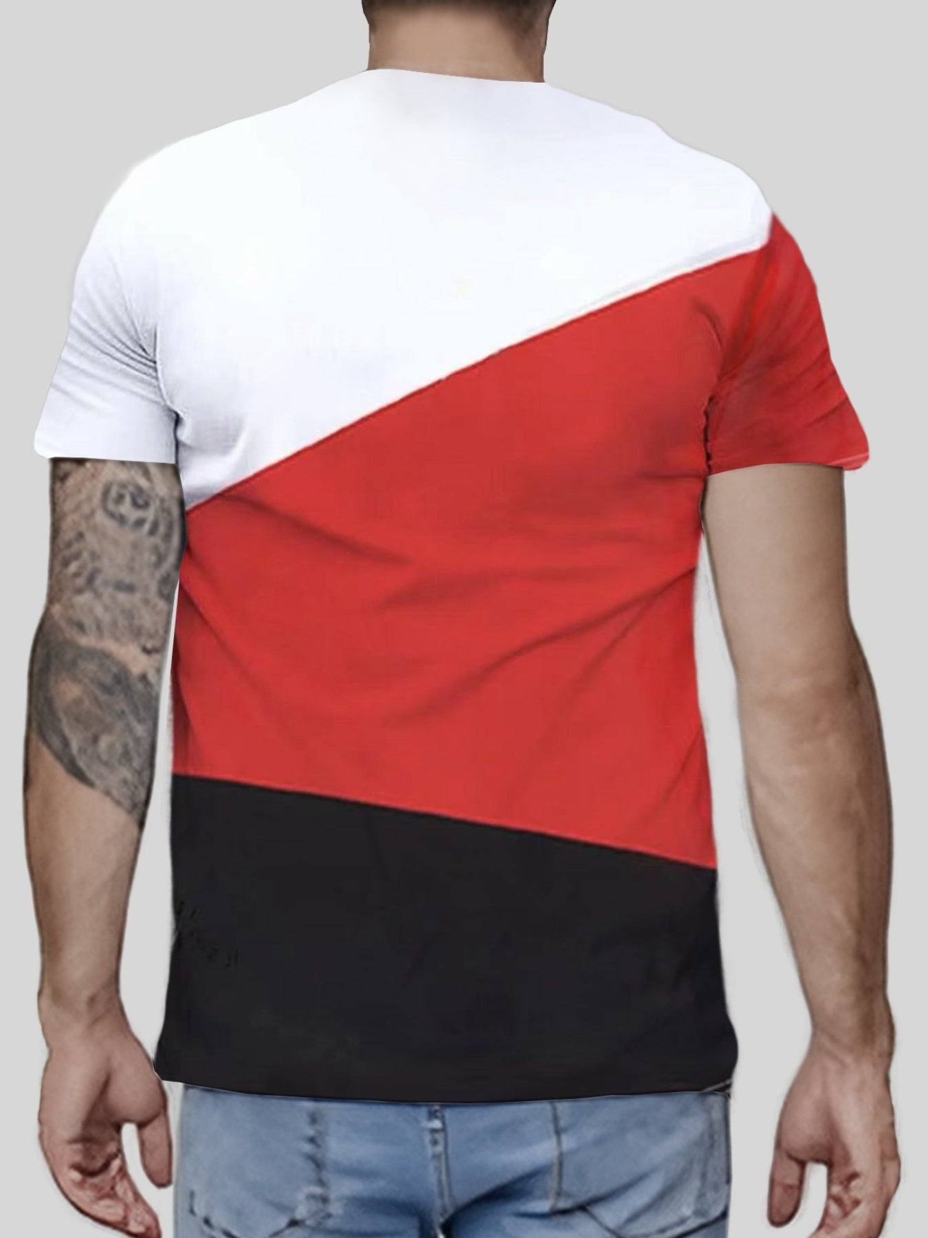 Letter Pattern Men's Short Sleeve T-shirt Contrast Street Style