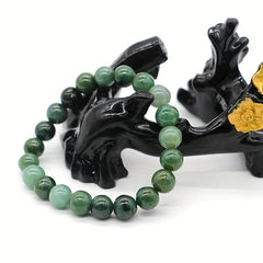 Men's Natural Jadeite Beads Bracelet 9mm 0.35inch Oil Sapphire Bead 21pcs