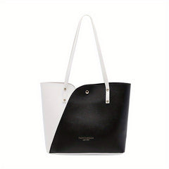 Contrast Tote Bag PU Leather Shoulder Bag
