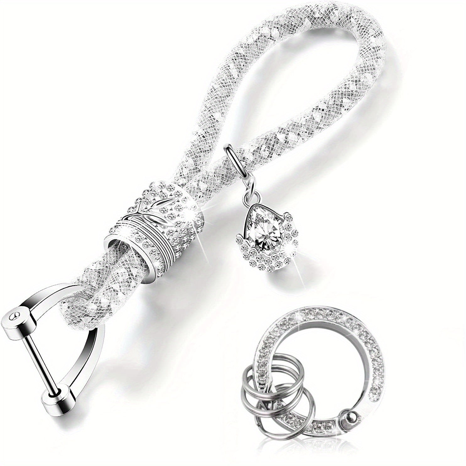 Crystal Bling Car Keychain For Women Rhinestone Keychain Ring