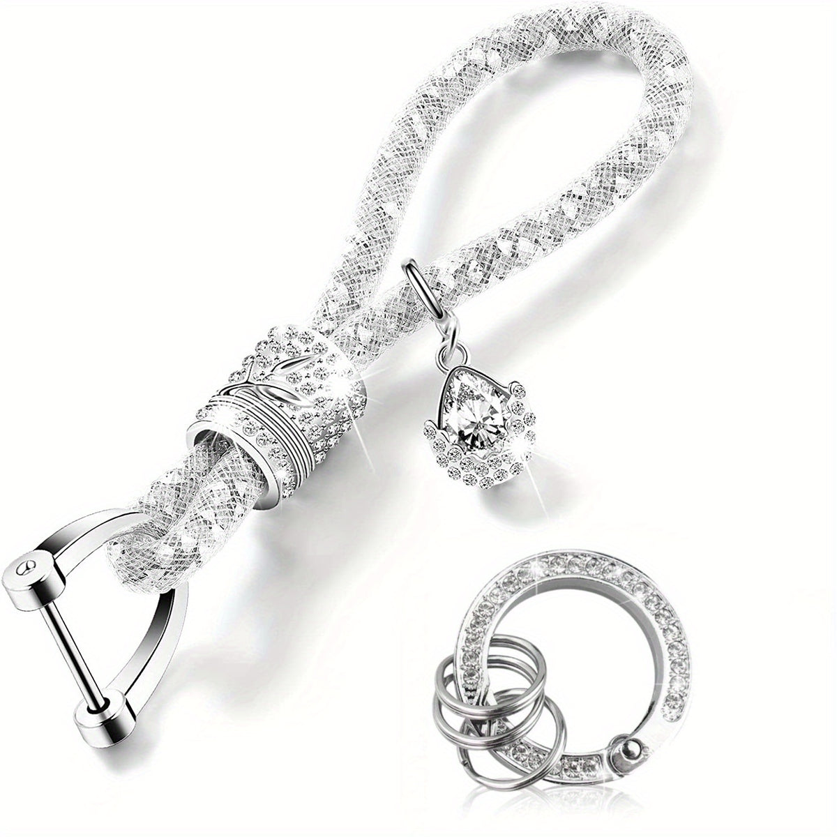 Crystal Bling Car Keychain For Women Rhinestone Keychain Ring
