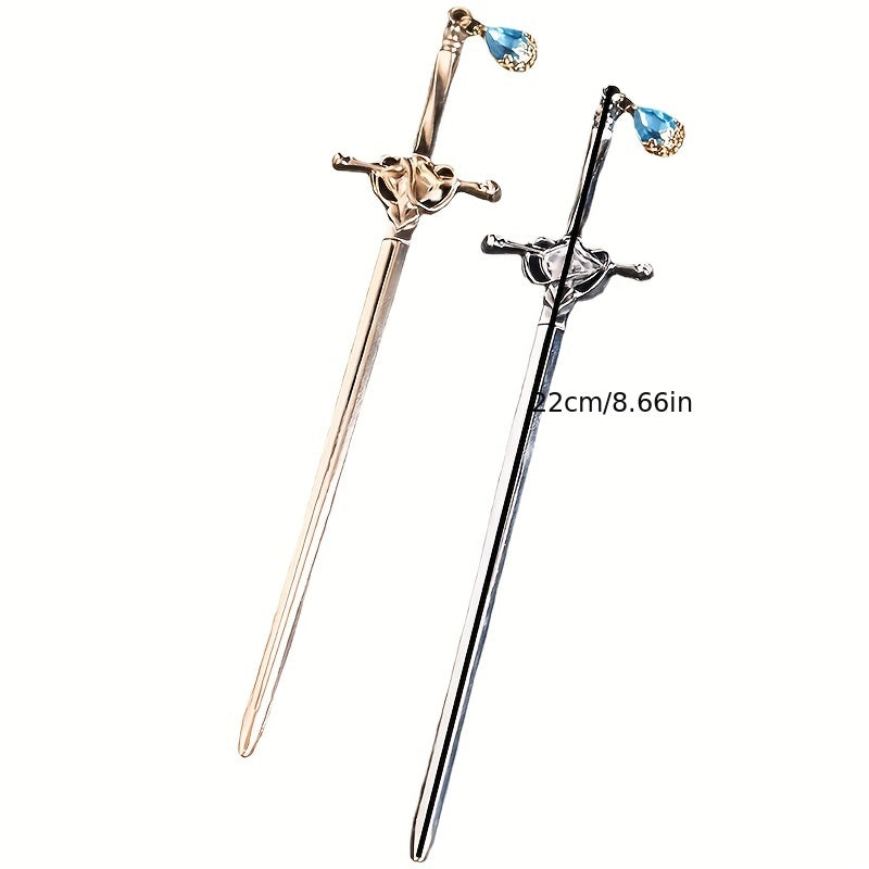 Chinese Style Crystal Sword Hairpin Metal Hair Accessories