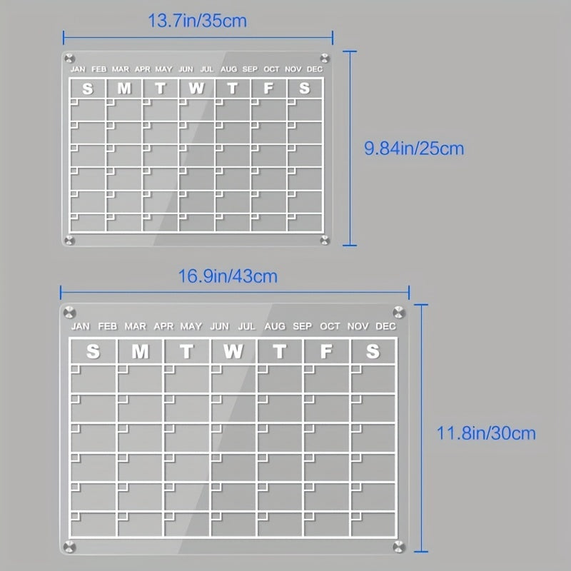 Acrylic Magnetic Dry Erase Calendar Board For Fridge 34.8x24.89 Inches