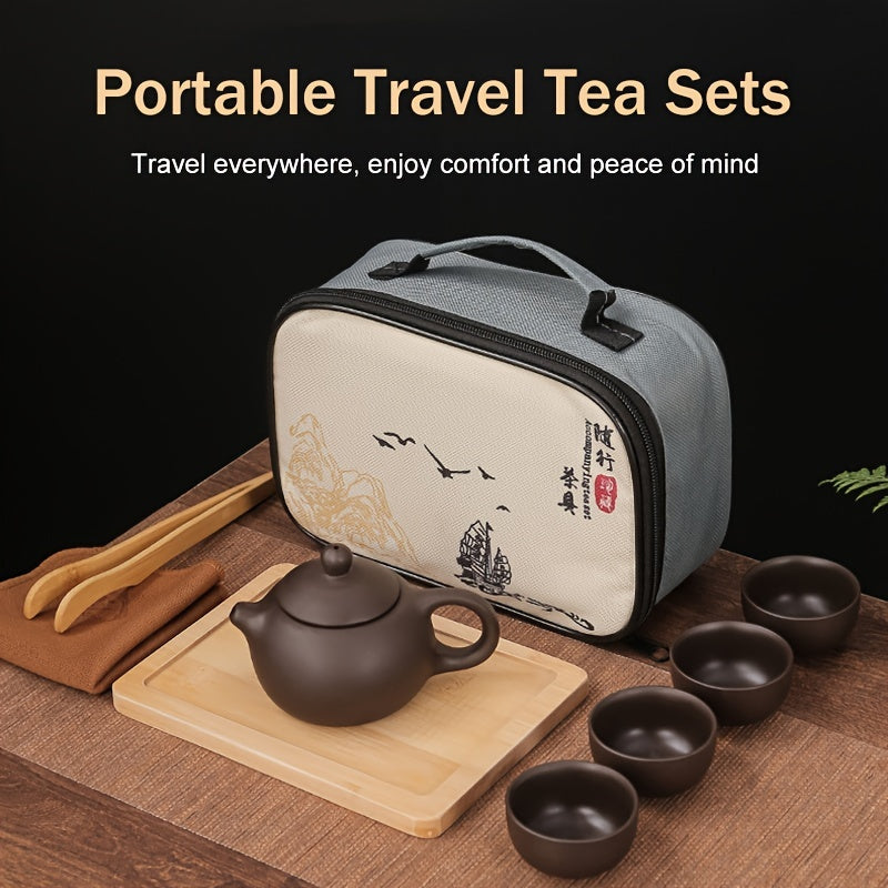 Portable Tea Set: Teapot & 4 Cups for Camping & Travel