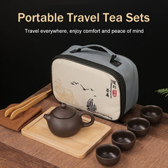 Portable Tea Set: Teapot & 4 Cups for Camping & Travel