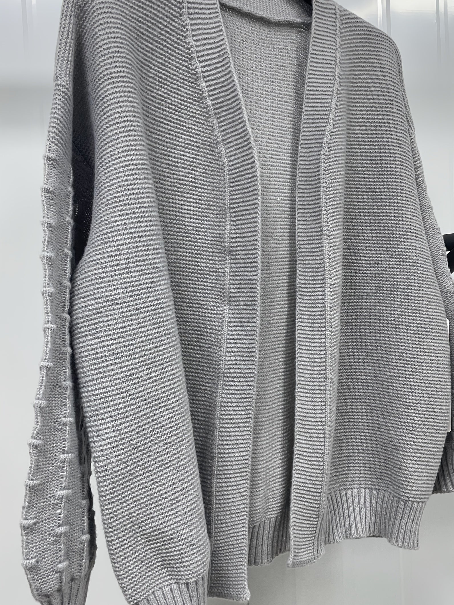  Solid Lantern Sleeve Open Front Cardigan