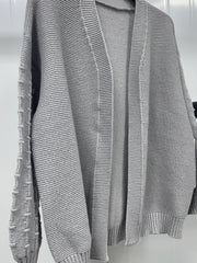  Solid Lantern Sleeve Open Front Cardigan