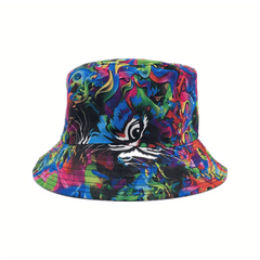 Tie Dye Tiger Print Bucket Hat Reversible Graffiti Printed Cotton Basin Hat