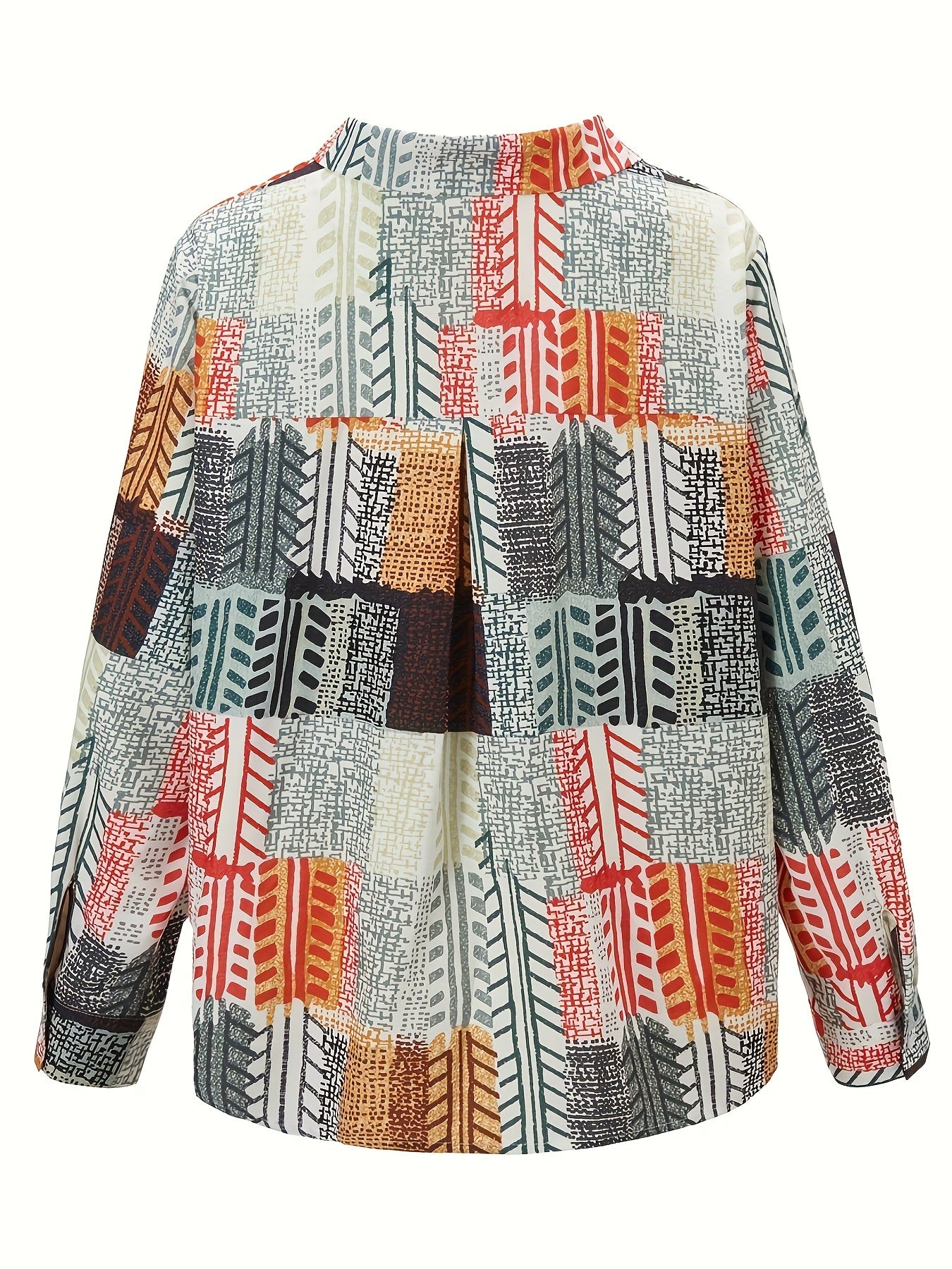  Patchwork Print Long Sleeve Shirt Top