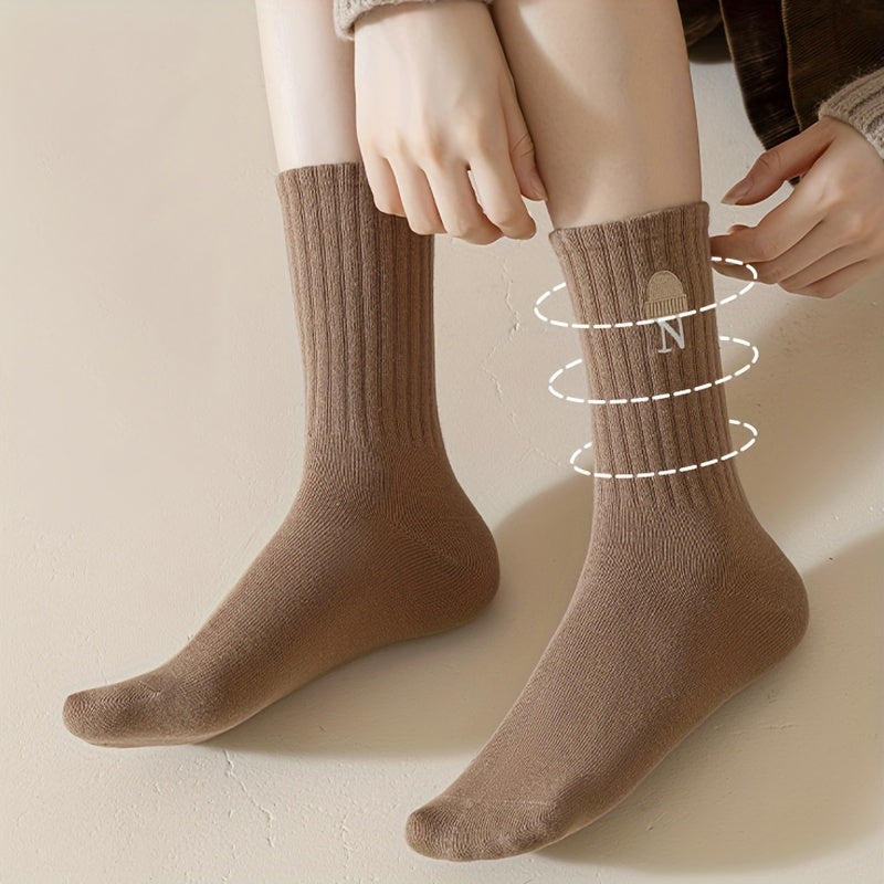 5 Pairs Letter Print Socks Soft Women's Stockings