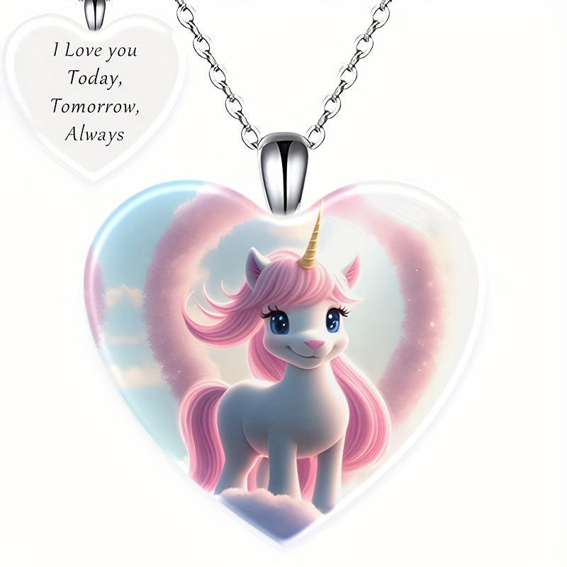 Unicorn Crystal Pendant Necklace Hip Hop Jewelry Men Women Gift