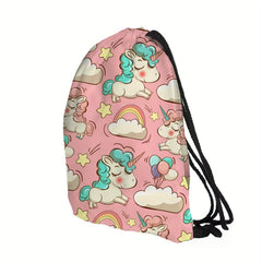 Unicorn Pattern Drawstring Sackpack Lightweight Backpack