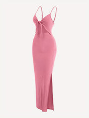 Sexy Ribbed Maxi Dress with Side Split