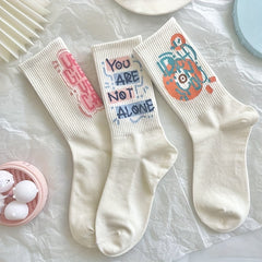 7 Pairs Letter Print Socks Comfy & Breathable Mid Tube Socks