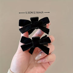 2pcs Velvet Bow Hair Claw Vintage Hair Accessories